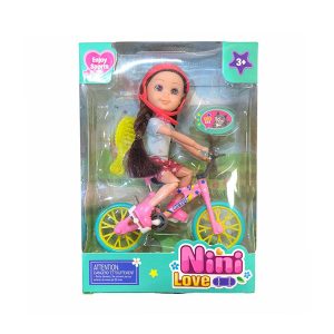 عروسک بچه باربی مفصلی با دوچرخه