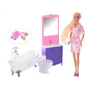 عروسک باربی دفالوسی سرویس حمام و وان 8436